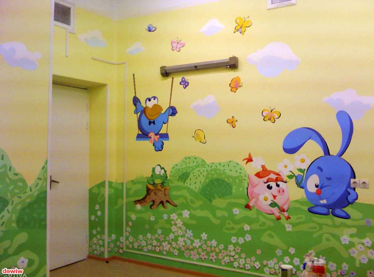 разрисованные стены детской комнаты