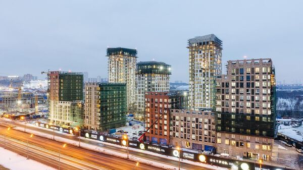 В первом квартале "Острова" в Москве смонтировали более 60% фасадов