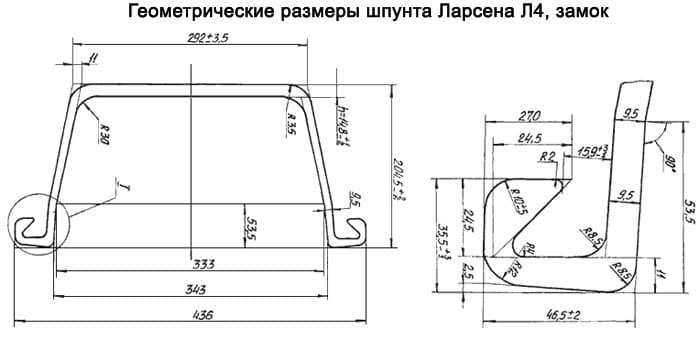 Обозначение шпунта ларсена на чертеже